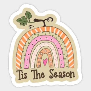 Tis The Season Fall Rainbow Pumpkin Sticker